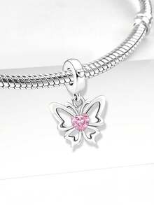 1pc Fashion Butterfly Floral Beaded Pendant, Suitable For Women's Bracelet DIY Jewelry Making And Daily Wear Accessory Decoration - Silver - View 4