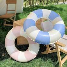 1個INS復古條紋加厚充氣游泳圈，夏季通用水上遊戲玩具 - 彩色 - 查看 2