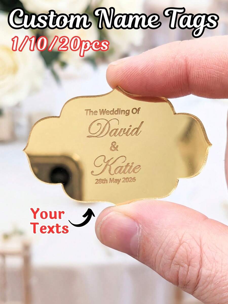 1/10/20件装个性化婚礼派对用品 - 银色/金色/玫瑰金云朵形亚克力镜面标签,激光雕刻个性化礼品,婚礼派对席位卡,蛋糕装饰标签,伴娘礼物,母亲节/教师节纪念品,可重复使用,精致可爱,高品质,现代时尚,可定制,个性化,独一无二,送给男士/女士的理想礼物,家居装饰 - 彩色 - 查看 1