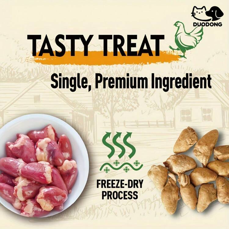 GOOGEER Freeze Dried Chicken Hearts For Cats & Dogs Treats, Single Ingredient - Perfect For Training, Topper Or Snack (Chicken Hearts), High In Protein, Grain-Free, Gluten-Free - 3.5盎司/100克 - 查看 3