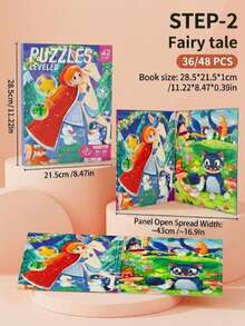 Magnetic Puzzles Book For Toddlers - Leveled Jigsaw Puzzle Book With Animal/Fairy Tale/Ocean Themes, Portable Preschool Educational Learning Toy, Travel Quiet Activity Book For Kids Ages 3+ - Multicolor - View 8