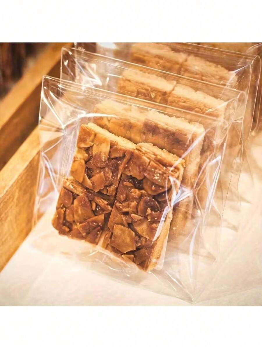 100入透明平底開口烘焙袋,小號/中號/大號透明一次性塑膠包裝袋,適用於吐司、餅乾、糕點、馬芬、烘焙禮品包裝 - 透明 - View 1