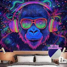 Neon Party Glow Tapestry - A UV-Reactive Wall Decor Suitable For Black Light Parties, Festivals And Events - Featuring Colorful And Designs That Can Light Up Any Area. - Multicolor - View 5