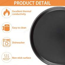 1pc 10/12 Inch Black Carbon Steel Round Pizza Baking Pan,Non-Stick Round Baking Tray,Suitable For Home And Commercial Baking,Cake Mold,Pizza,Fruit Mousse,Desserts,Tarts,Various Festivals,Party,Restaurant,Hotel,Birthday Gifts,Oven Use Only - Black - View 8