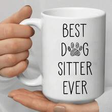 [24-Hour Shipping Within Mexico] Double-Sided Print Mug "Best Dog Caregiver Ever" White Ceramic Coffee Mug - Insulated, Reusable With Paw Print Design - Ideal Gift For Pet Lovers On Birthdays, Holidays, Christmas, Valentine's Day, Best For Christmas - 2 - 查看 4