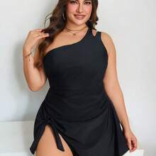 YijiaNvz Swim Lushoire Traje de baño de una pieza tipo tankini de unicolor para tallas grandes - Café integral - Ver 6