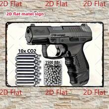1件 8x12英吋金屬2D平面標誌，Walther P99「Too Funny」2D平面藝術品牌金屬牌，適合房間、酒吧或車庫裝飾，尺寸8英吋x12英吋，完美房間裝飾，2D平面 - A - 查看 1