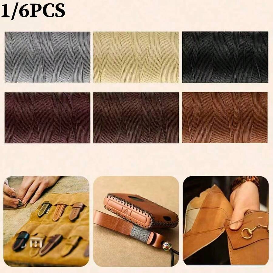 6 Colors/1 Color - 13 Yards/Roll Polyester Hand-Sewn Leather Sewing Thread, 150D Flat Waxed Thread DIY Sewing Beading Thread Bag Pendant Making Decorative Rope Used For Braiding Bracelets, Shoes, Necklaces, Vase Decoration Rope
