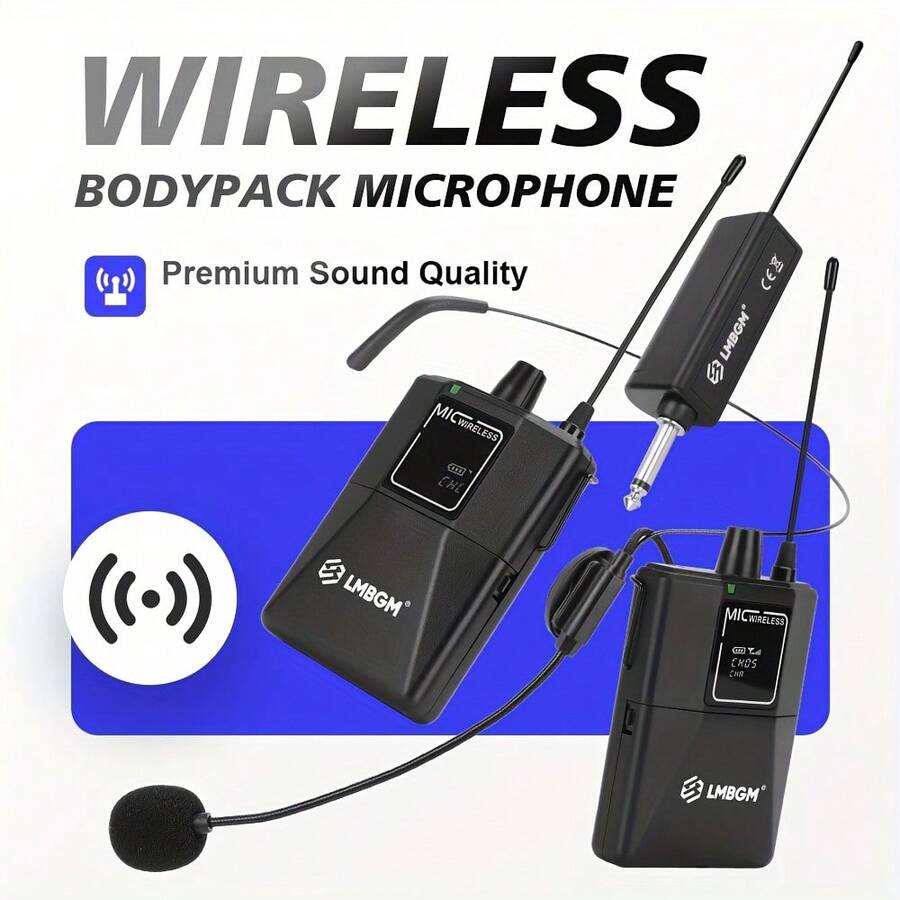 LMBGM Professional Wireless Head-Mounted Beltpacks Microphone System USB Rechargeable For Performance Stage Conference - View 1