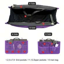 Bolsa de Almacenamiento Multifuncional Plegable con Doble Cremallera, Gran Capacidad para Organizar Maquillaje y Artículos de Aseo, Bolsa de Clasificación Grande - Oro rosa - Ver 3