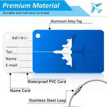 6/8pcs Aluminum Alloy Luggage Tags Set High Quality Design With Secure Steel Loop Sturdy & Stylish Perfect For Easy Identification Needs - Random Color - View 5
