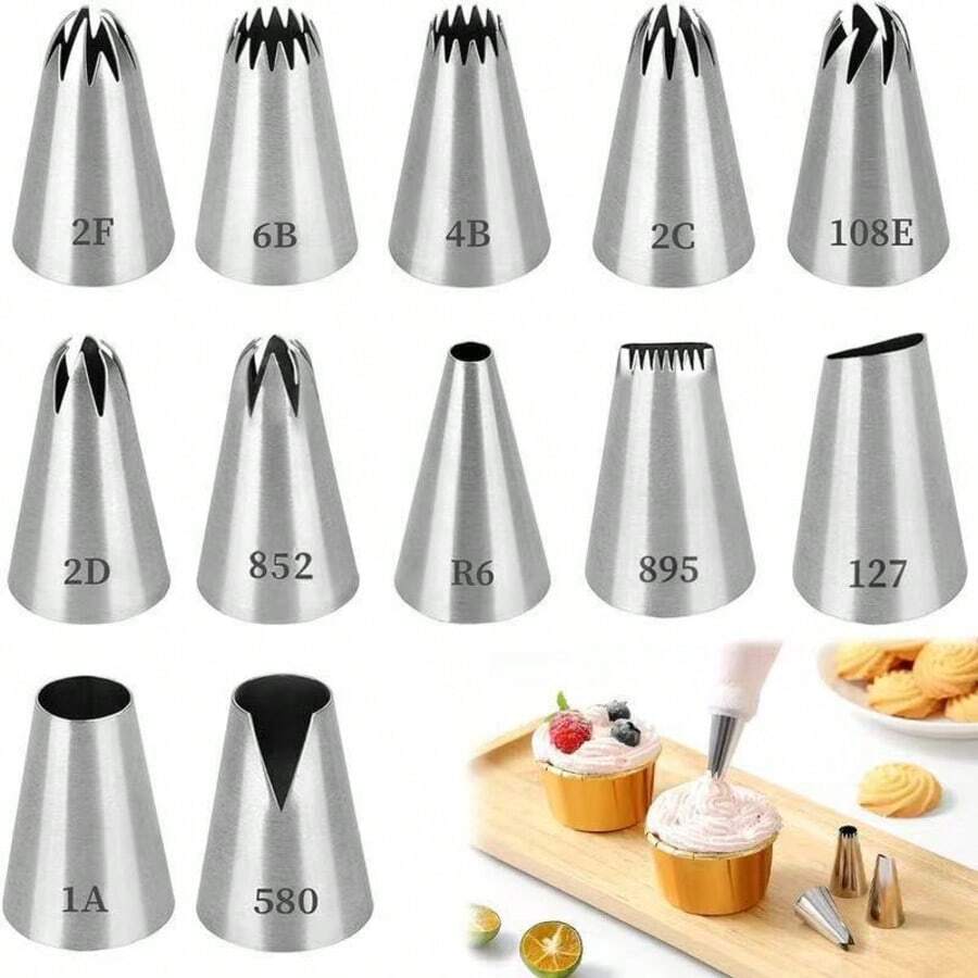 Stainless Steel Piping Tips Set, Reusable Cake Decorating Nozzles For Frosting, Cupcakes, Cookies And Pastries, DIY Baking Tools & Kitchen Essentials - Multicolor - View 1