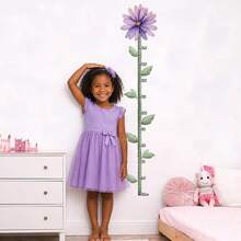 1PC Kids Growth Chart Wall Sticker, Pink Lily Flower Height Ruler, Botanical Measurement Decals, Removable Wall Art For Girls Bedroom Home Decor - Multicolor - View 7