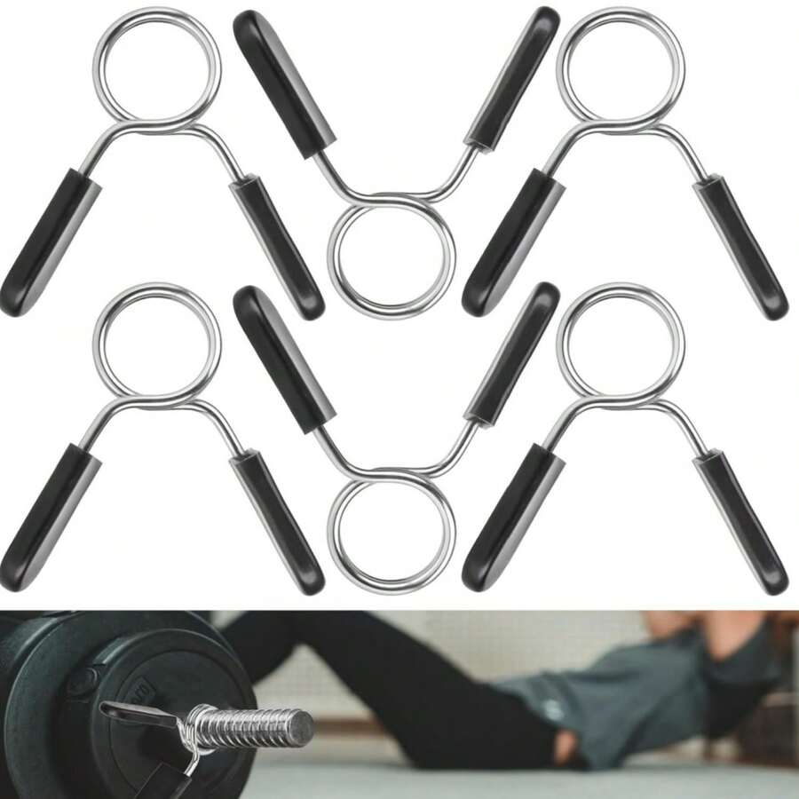 1 Pair/3 Pairs Stainless Steel Barbell Clips, For Weightlifting, Squats And Other Intense Barbell Movements, Suitable For High-Intensity Training Smooth Protruding Handle Grips - Black - View 1