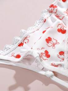 5pcs Printed/Solid Color Comfortable Lace Patchwork Women's Thong Panties - White - View 5