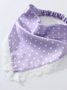 1件原創花卉刺繡捲邊圓點印花女用頭巾髮帶，適合日常與度假使用，夏季髮飾海灘圍巾度假女用頭巾 - 紫色 - 查看 2