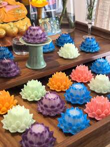 1 buah Lilin Aroma Lotus, Hadiah untuk Orang Lain, Hadiah Berkat, Lilin Doa, Desain Lotus Warna Campuran, Dekorasi Rumah Premium, Suvenir, Wangi Bahkan Tanpa Dinyalakan - 1PC - View 3