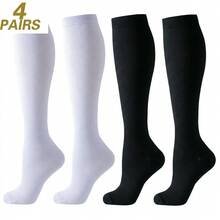 1/3/4/6/8 Pairs Black Beige White Blue Grey Sports Running Cycling Compression Socks, Unisex Circulation Running Nurse Socks - Multicolor - View 47