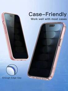 MIGAE 2pcs Full Screen Privacy Waterproof Shockproof Anti-Scratch Tempered Glass Screen Protector, Compatible With IPhone 18 Pro 18 Pro Max 17 16 15 Pro Max 14 Plus 15 14 13 12 Mini 11 Pro X XS Max XR, Suitable For Phone Cases, Daily Office Home Phone Accessories, Birthday Gift For Family And Friends - Black - View 7