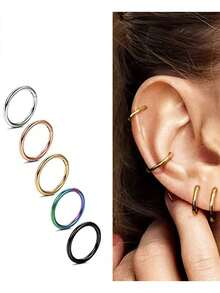 1/4pcs 316L Stainless Steel Seamless Nose Ring, Multi-Functional Earring Suitable For Men And Women Daily Wear - Silver - View 6