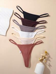 6pcs Tassel Metal Chain Women's Thong Panties - Multicolor - View 2
