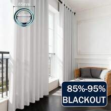 1pc/2pcs Blackout Curtains, Thermal Insulated Blackout Curtains, Opaque Curtains With Grommets, Light Blocking And Heat Insulation, UV Protection, Suitable For Bedroom, Home, Living Room Decor, Thickened Light Blocking Curtains For Bedroom And Living Room, Providing Privacy And Temperature Control - White - View 1