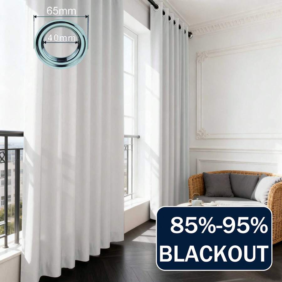 1pc/2pcs Blackout Curtains, Thermal Insulated Blackout Curtains, Opaque Curtains With Grommets, Light Blocking And Heat Insulation, UV Protection, Suitable For Bedroom, Home, Living Room Decor, Thickened Light Blocking Curtains For Bedroom And Living Room, Providing Privacy And Temperature Control - White - View 1
