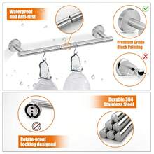 5pcs Upgraded Stainless Steel Bathroom Hardware Set, Cabinet Towel Bar Wall Mount Bathroom Organizer, Modern Bathroom Accessories Set, Wall-Mounted Space-Saving, Waterproof And Rust-Proof, Suitable For Bathroom And Kitchen Towel Rack, Paper Holder, Hooks, Can Hang Towels, Paper, Bath Towels, Clothes - Multicolor - View 8
