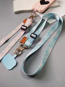 1 Stück Handyband mit Marmormuster, bemalt und gewebt, Crossbody-Handyband, Handy-Anhänger, Handy-Accessoire, Taschenanhänger, Schlüsselanhänger, austauschbarer breiter Schultergurt aus bemalter Leinwand, Reise-Diebstahlschutz-Handyhülle, Verlustschutz-Halter, verstellbar, Outdoor-Begleiter, Handyband mit kostenlosem Clip - Verschiedenfarbig - Übersicht 3