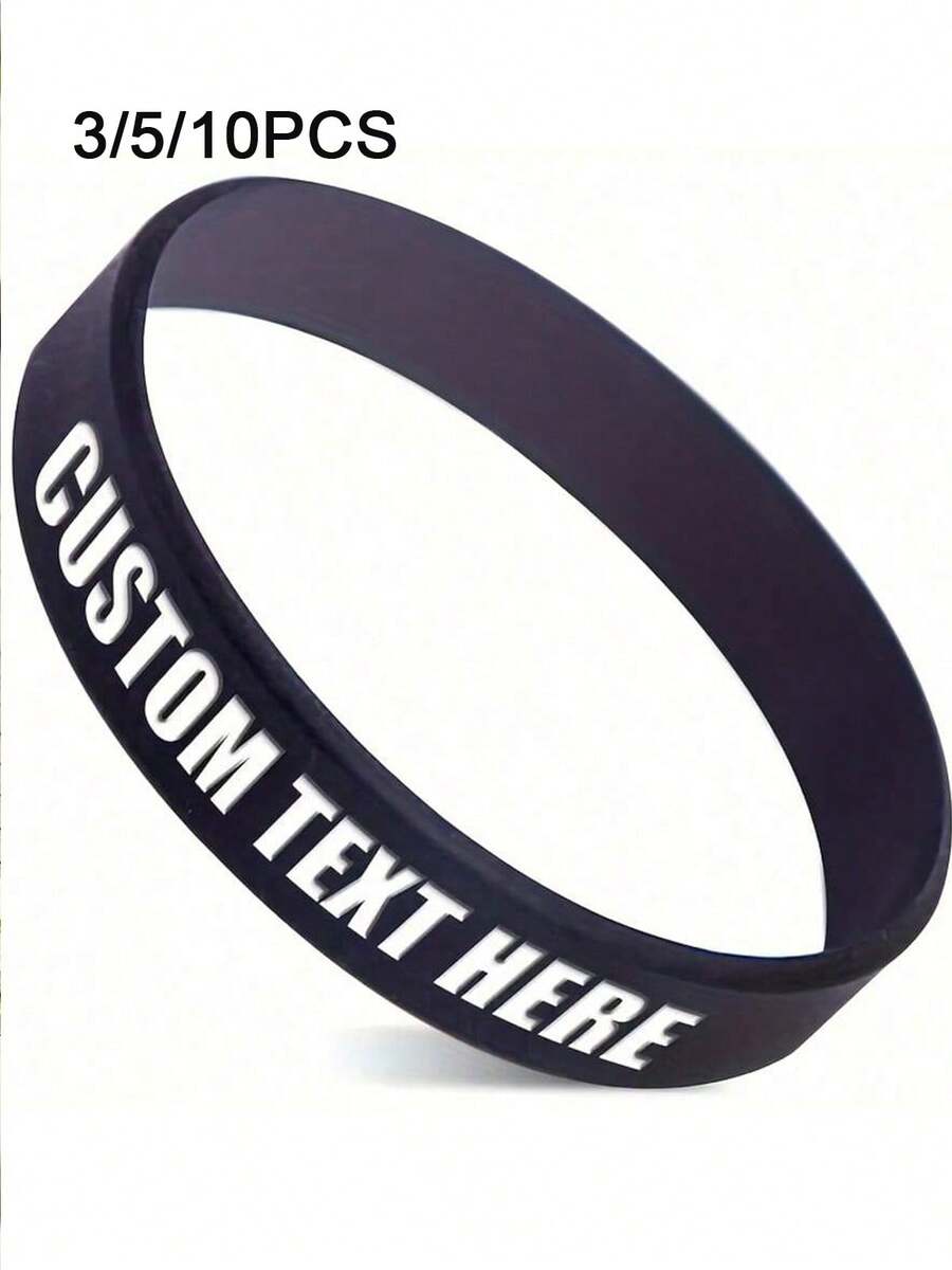3/5/10pcs Customizable Silicone Bracelets - White Base With Black Text, Sports Bracelets, Bracelet Set, Silicone Bracelets, Fashion Silicone Bracelets, Bracelets, Cross Silicone Bracelets, Couple Gifts. Holiday Bracelet Matching, Halloween Bracelets, Christmas Bracelets, Party Bracelets, Dinosaur Bracelets, Inspirational Silicone Bracelets, Friendship Bracelets, Home Life, Christmas Home Atmosphere, Souvenirs