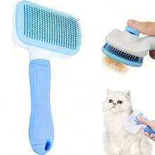 Self-Cleaning Pet Grooming Brush - Curved Needle Design, One-Click Hair Removal For Cats And Dogs - Multicolor - View 12