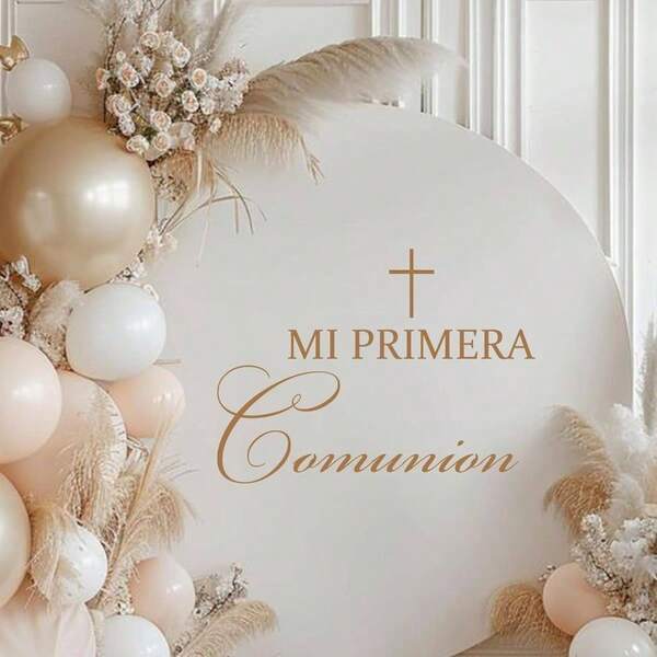 Calcomana con Leyenda Dios Bendiga - Decoraciones Doradas para de  Primera Comunin, Calcomana de Arco de Globos Dios Bendiga  para Nios y Nias