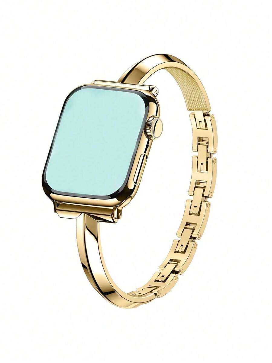 Huastonband 女款金屬金色夏季海灘飾品 精緻優雅鏈條手鍊手環 適用於 錶帶 38/40/41/42/44/45/46/49mm 兼容 Ultra/SE/11/10/9/8/7/6/5/4/3/2/1 型號 智慧手錶配件 青年時尚可愛金屬腕帶⊕ 可調節式正式錶帶 表面印花 節日禮物 - 42/44/45/46/49mm - 查看 1