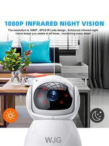 WJG Baby Monitor, 1290P HD Video Baby Monitor With Camera And Audio, 2.4GHz Camera With Night Vision, Baby And Pet Motion Detection, Cloud Storage - White - View 4
