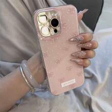 Funda de teléfono con lazo rosa y lunares de estilo minimalista y lindo, compatible con iPhone 17 Pro Max, 17 Pro, 17 Air, 17, 16, 15, 14, 13, 12, 11 Pro Max Plus, cubierta trasera protectora suave, regalo para niñas - Base de maquillaje + Lazo - Ver 5