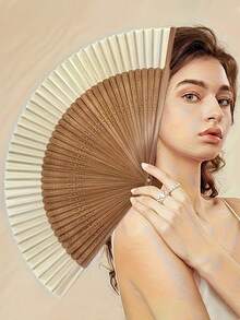 復古竹製摺扇 - 耐用竹骨、開合順暢 ~ 便攜式手持夏季扇子，優雅古風，適用於各種舞蹈，好朋友聚會紀念品，生日禮物 - 多色 - 查看 9