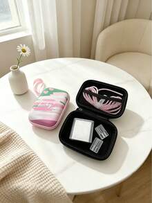1pc Sweet Style Printed Portable Storage Bag Hard Shell Pressure-Resistant Earphone Data Cable Organizer Pouch - View 5
