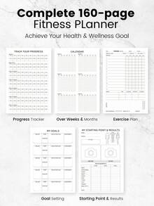 1 pieza Plan de Fitness Registro de Entrenamiento, Libro de Registro de Ejercicios con Encuadernación en Espiral, Para Seguimiento de Entrenamiento Diario, Establecimiento de Metas, Medición Corporal, Plan de Pérdida de Peso en Gimnasio y Hogar, Regalo para Mujeres, Útiles Escolares de Regreso a la Escuela, Útiles de Oficina - 1 Set - Ver 8