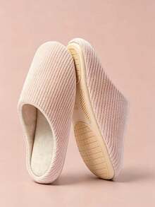 1 Pair Comfortable Plush Bow Decor Home Slippers - Nude Pink - View 5