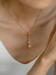 Dây chuyền mạ vàng 18k, dây chuyền đồng khảm zirconia mạ vàng 18k vân nhám đa năng, phù hợp cho hẹn hò, tiệc tùng, quà tặng và đeo hàng ngày - Vàng - Xem 4
