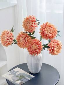 1/3/6 piezas Crisantemos artificiales, flores falsas de 50 cm, para pared, sala de estar, dormitorio, boda, decoración de fiesta, relleno de escritorio, hogar, decoración de escritorio, cocina, boda, mesa de comedor, centro de mesa, oficina, jardín, exterior, casa, decoración de patio, decoración de primavera verano otoño invierno - Champán - Ver 3