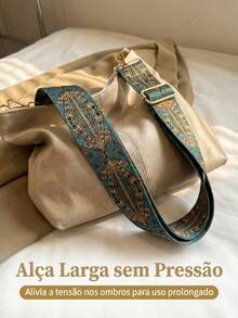 Women's High-Quality PU Bucket Bag, Wide Adjustable Printed Strap, Casual Street Style For Everyday Use - 象牙色 - 查看 7