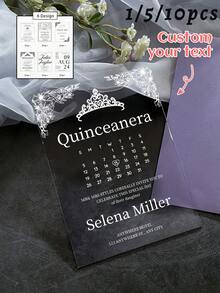 Customized Transparent Acrylic Wedding Invitation Cards, Floral Pattern Invitations For Bridal Shower, Engagement Party And Save The Date - Multicolor - View 14