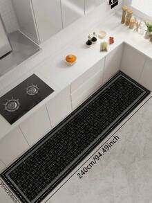 1 buah Keset Lembut Lumpur Diatom Garis Hitam & Putih Minimalis, Alas Hitam dengan Tekstur Halus Bergaris Silang dan Pinggiran Titik-titik Dua Lapis, Keset Lantai Anti Selip yang Menyerap untuk Dapur, Kamar Mandi, Lorong Masuk, Ruang Cuci, Kamar Tidur, Ruang Tamu, Karpet Kecil Dekoratif - MultiWarna - View 11