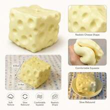 1/2pcs  Jumbo Cheese Cube Stress Ball Big Cheese Shapeable Squeeze Ball Non-Bounce Fidget Toy ASMR Sensory Anti-Stress Christmas Gift - Party Toys - View 3