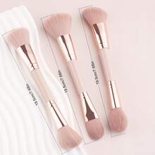 ronshadow 3pcs Dual-Ended Makeup Brush Set Including Powder Brush + Blush Brush + Foundation Brush + Contour Brush Soft Bristle Full Face Makeup Tool - Multicolor - View 11