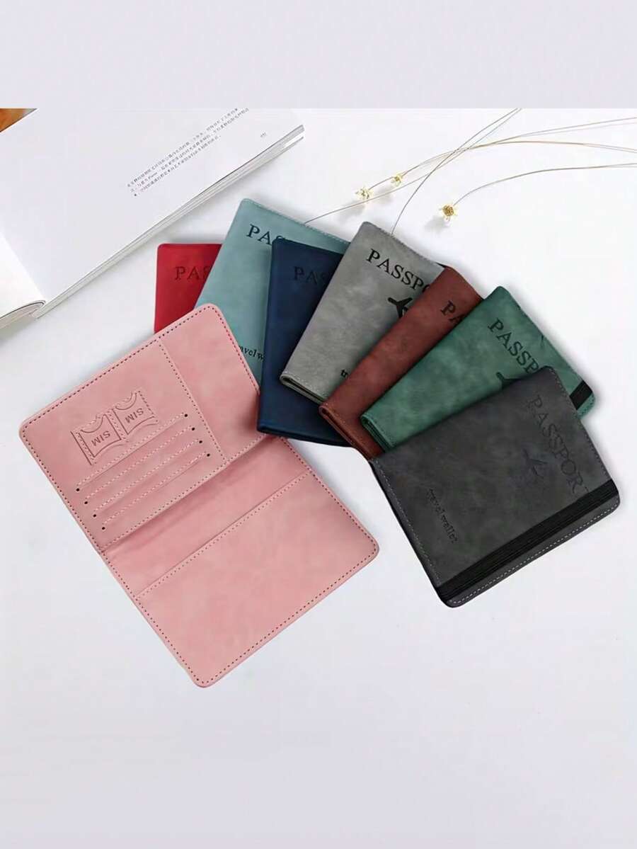 1pc RFID Passport Holder, Slim Passport Wallet, PU Leather Material, Multi-Functional Wallet, Passport Bag, Suitable For Travel, Business Trips - Multicolor - View 1