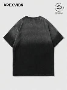 Summer New American Street Style Solid Color Washed Distressed T-Shirt Men Brand Vintage Washed Black Gray Loose Silhouette Short Sleeve Top Niche Design 100% Breathable Versatile Super Popular Street Style Basic - Black - View 3