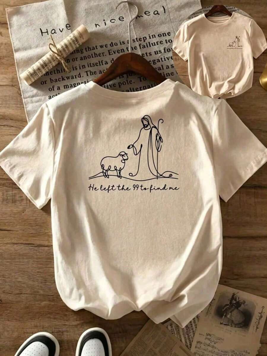 Custom Printed Short-Sleeved T-Shirt, Summer Features, Loose And Fitted, Suitable For All Body Types, The Cotton Fabric Is Soft And Breathable. - 米色 - 查看 1