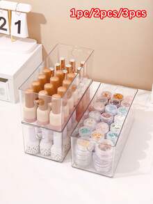 1pc/2pcs/3pcs Large Capacity Transparent Plastic Nail Art Storage Box, High Transparency Material Stackable Space-Saving, Categorized Storage For Nail Polish, Rhinestones And Tools, Suitable For Vanity And Nail Art Studio, Home Desktop Organizer, Specialized Storage Container For Nail Art Enthusiasts - Transparent - View 2